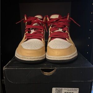 Jordan 1 Beige, Red, and White